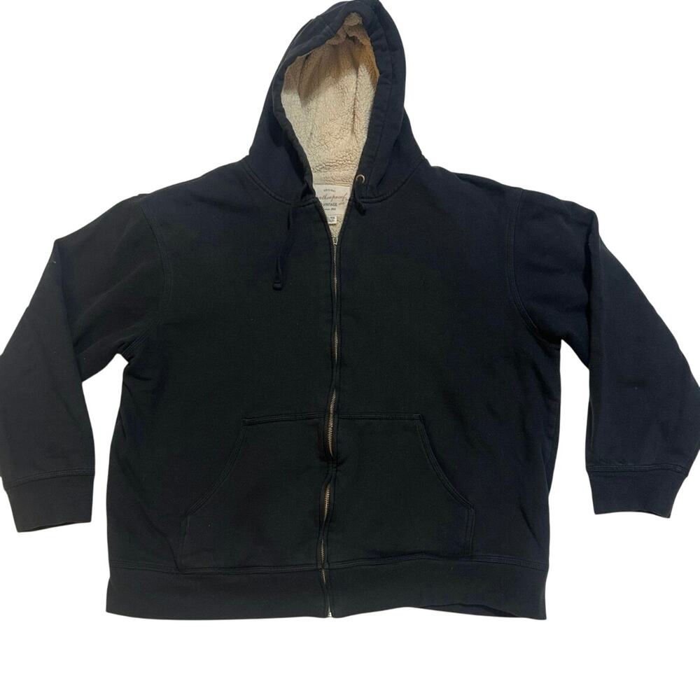 Weatherproof Vintage Men’s Sherpa Lined Full Zip Hoodie, XL Black
